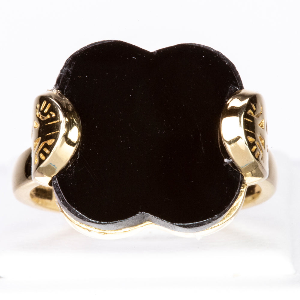 Goldplattierter Silberring mit schwarzem Spinell aus Gorno Badakhshan 1 