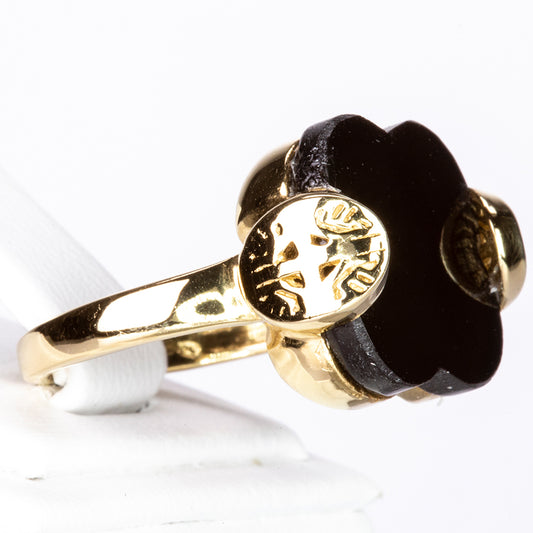 Goldplattierter Silberring mit schwarzem Spinell aus Gorno Badakhshan