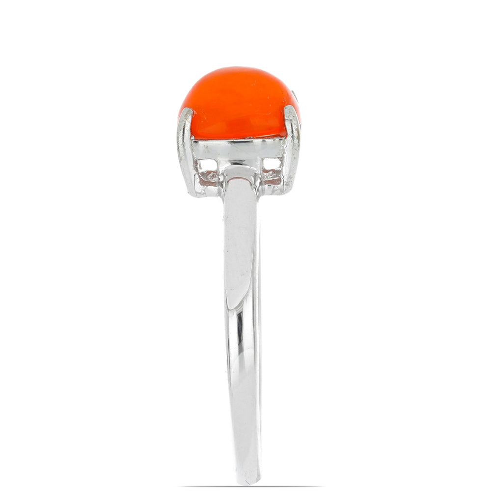 Silberring mit orangefarbenem Opal aus Lega Dembi