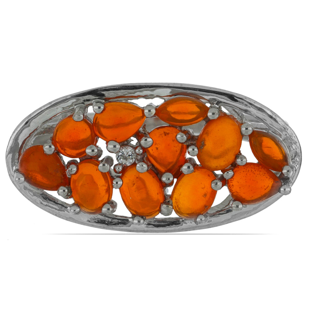 Silberring mit orangefarbenem Opal aus Lega Dembi 1 