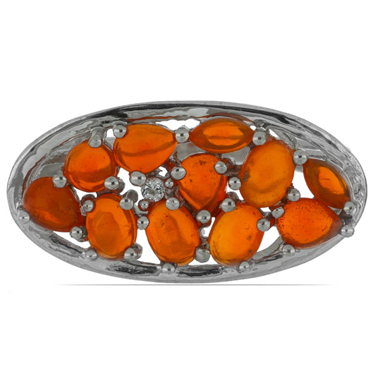 Silberring mit orangefarbenem Opal aus Lega Dembi