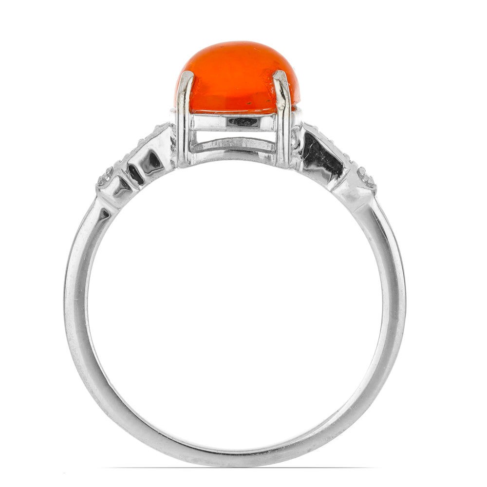 Silberring mit orangefarbenem Opal aus Lega Dembi und weißem Topas 6 