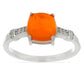 Silberring mit orangefarbenem Opal aus Lega Dembi und weißem Topas