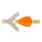 Goldplattierter Silberring mit orangefarbenem Opal aus Lega Dembi und weißem Topas
