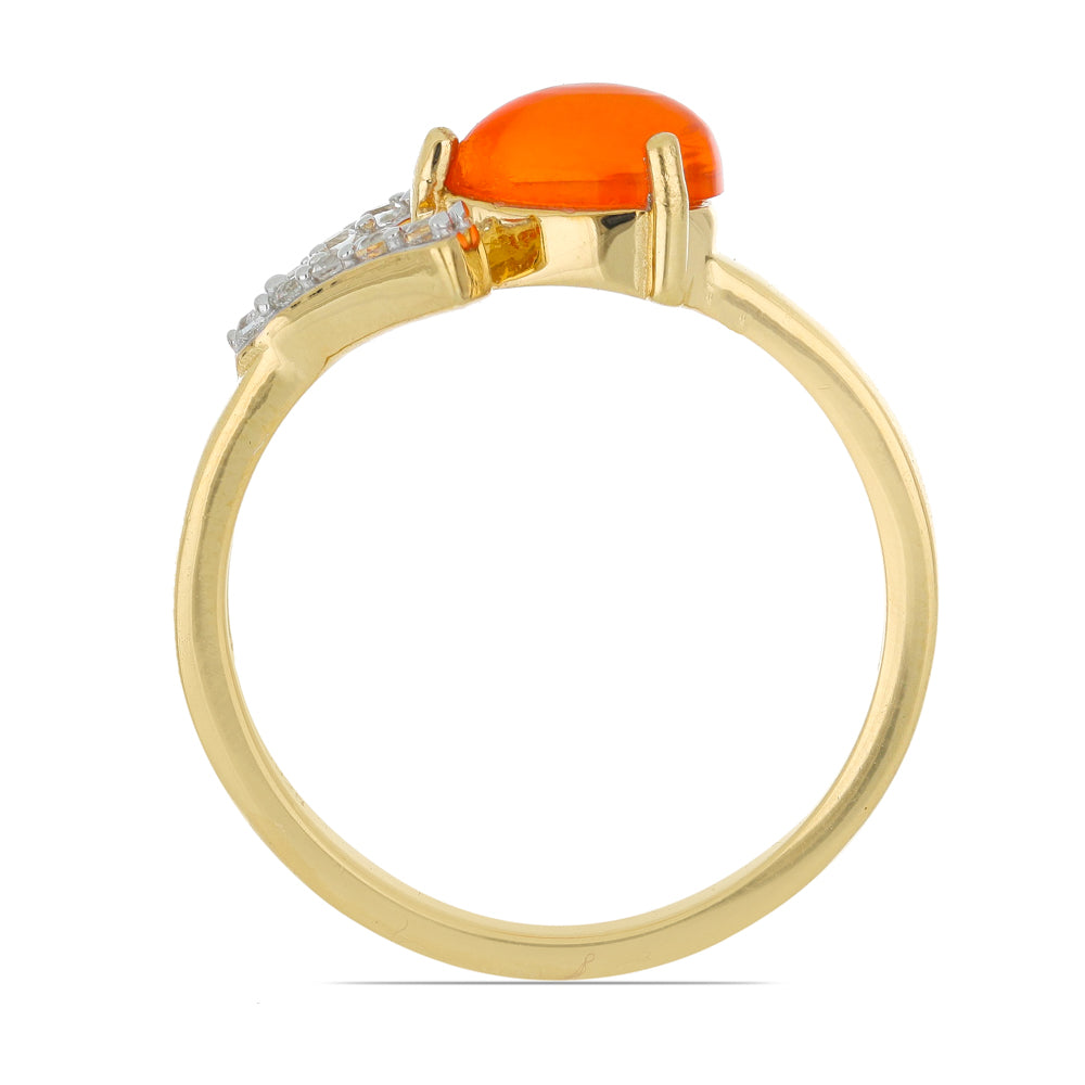 Goldplattierter Silberring mit orangefarbenem Opal aus Lega Dembi und weißem Topas 3 