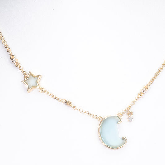 Goldplattierte Silberhalskette mit Aqua-Chalcedon aus Fort Knox