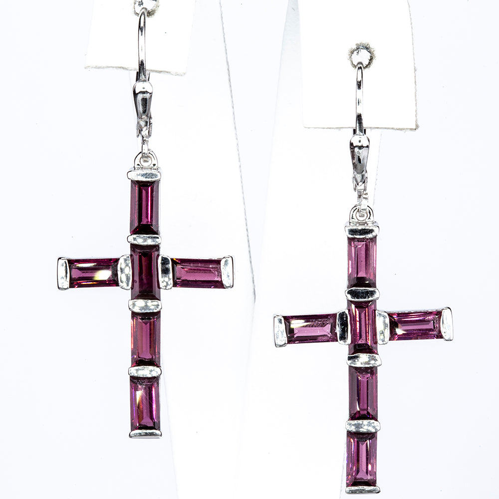 Silberohrringe mit Rhodolith aus Moatize