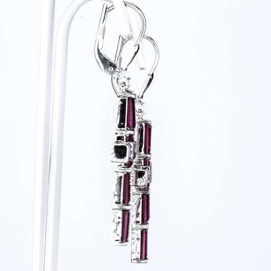 Silberohrringe mit Rhodolith aus Moatize