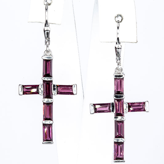 Silberohrringe mit Rhodolith aus Moatize