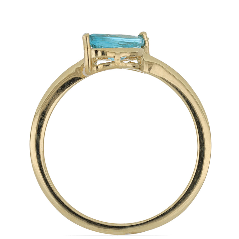 Goldplattierter Silberring mit himmelblauem Apatit aus Sljudjanka