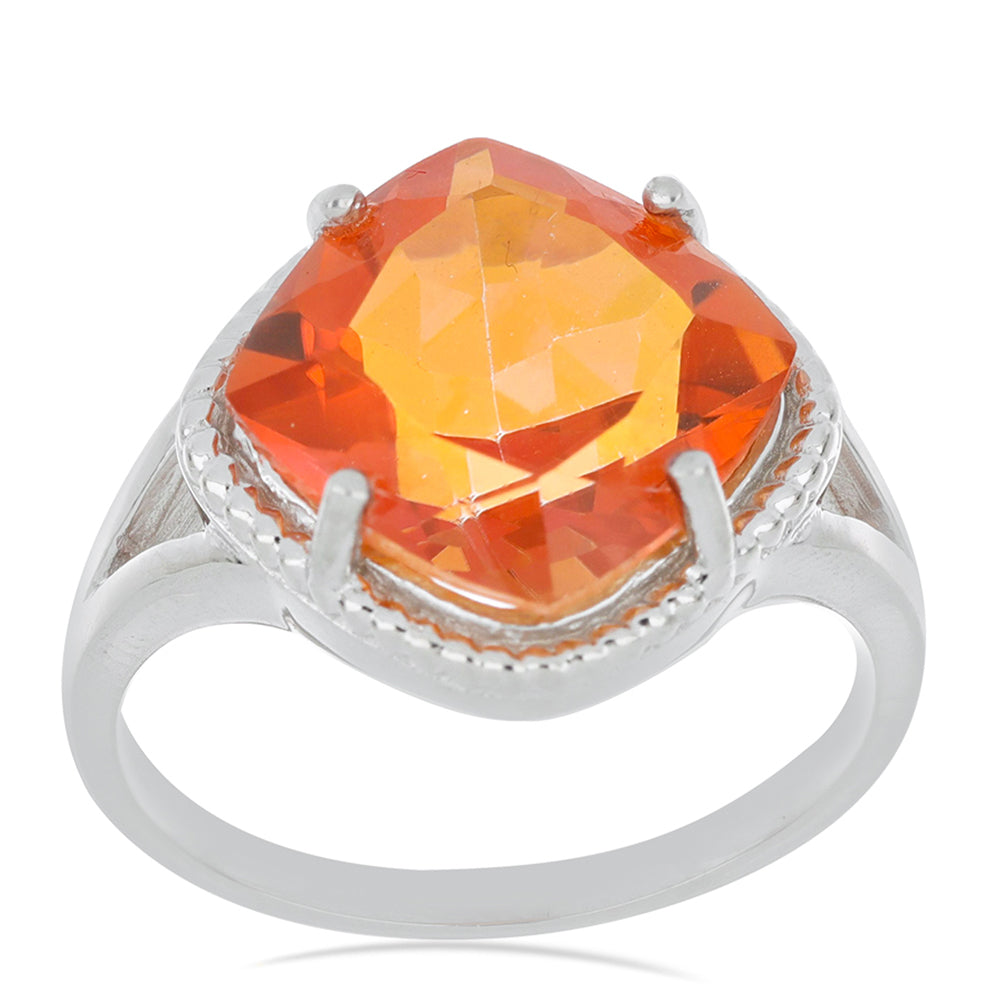 Silberring mit Padparadscha Quarz