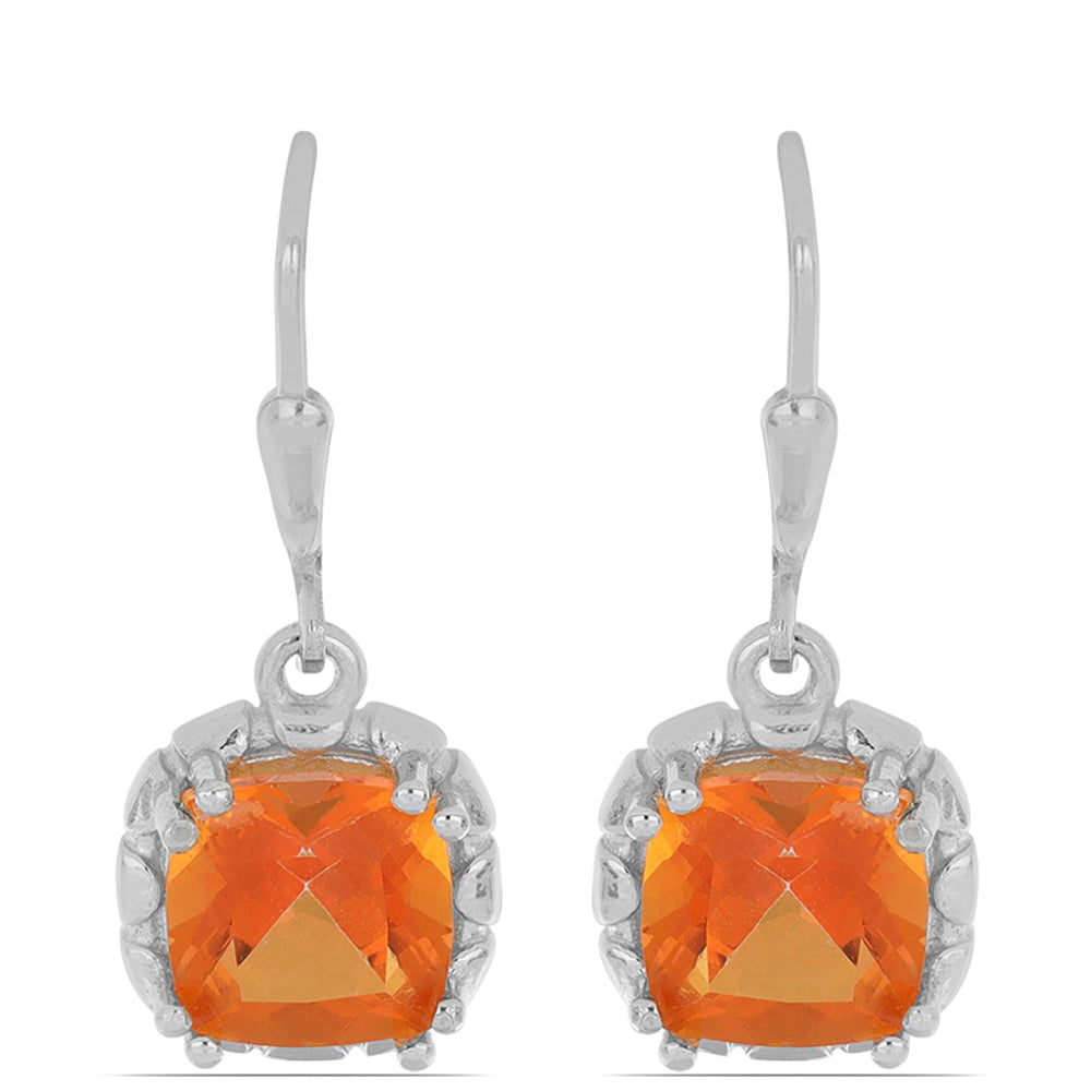 Silberohrringe mit Padparadscha Quarz