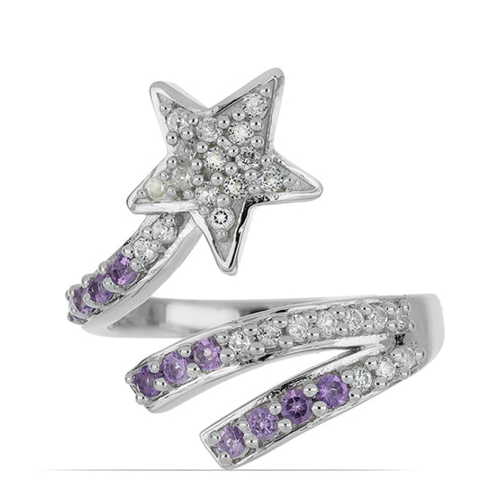 Silberring mit Rose De France Amethyst und weißem Topas