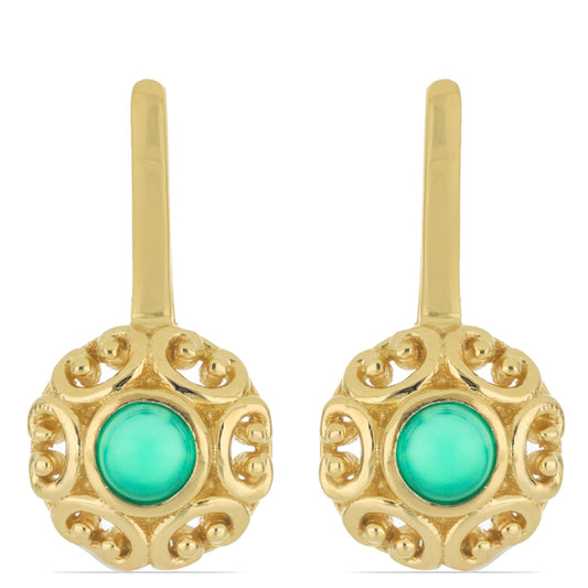 Goldplattierte Silberohrringe mit grünem Quarz aus Spruce Pine