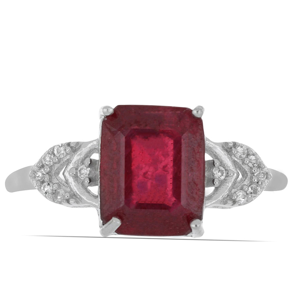 Silberring mit Rubin aus Madagaskar und weißem Topas