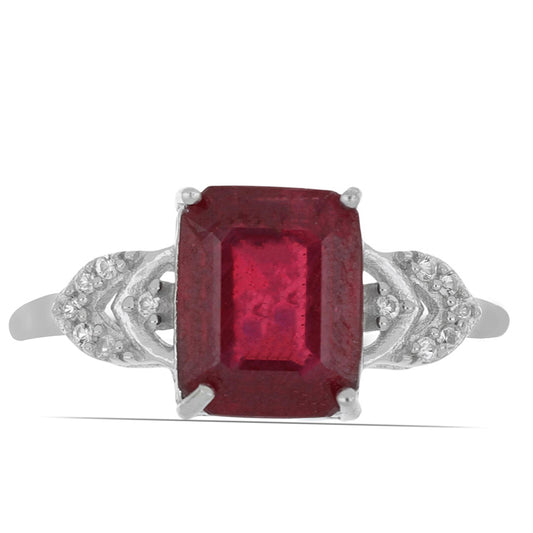 Silberring mit Rubin aus Madagaskar und weißem Topas