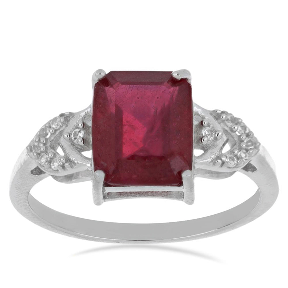 Silberring mit Rubin aus Madagaskar und weißem Topas