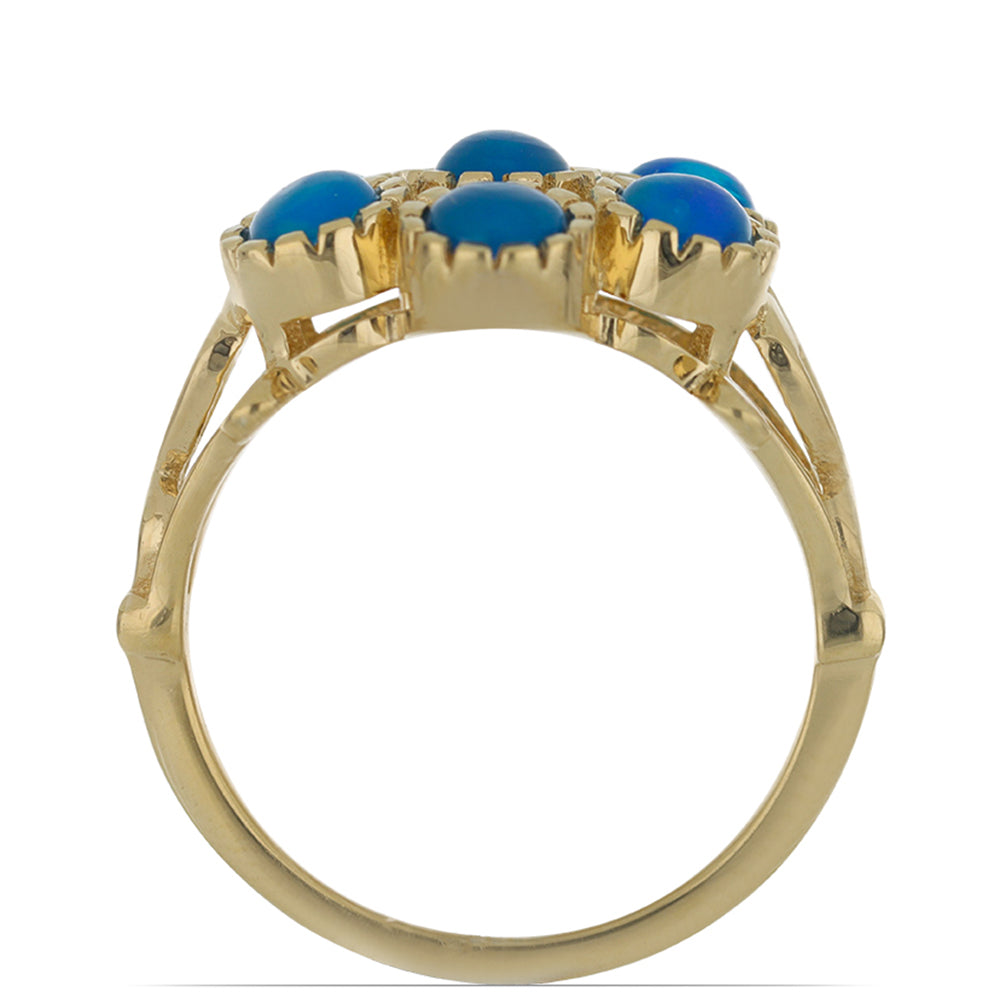 Goldplattierter Silberring mit blauem äthiopischem Opal aus Lega Dembi 3 