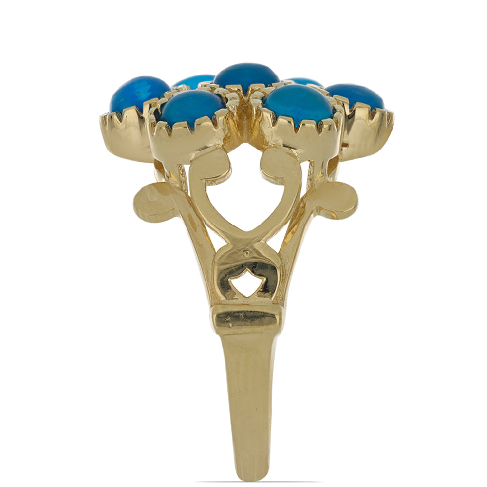 Goldplattierter Silberring mit blauem äthiopischem Opal aus Lega Dembi 4 