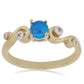 Goldplattierter Silberring mit blauem äthiopischem Opal aus Lega Dembi und weißem Topas