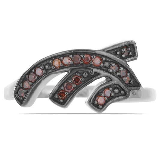 Silberring mit rotem Diamant