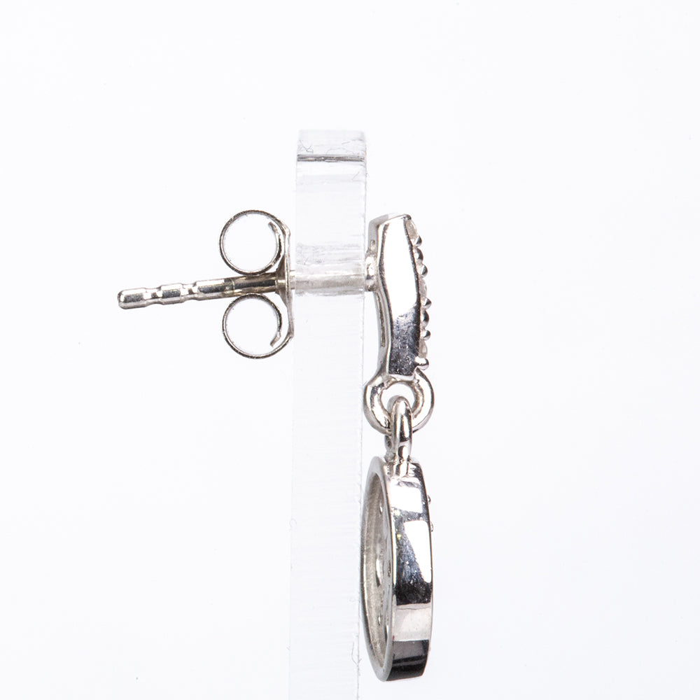 Silberohrringe mit rotem Diamant und weißem Diamant 3 