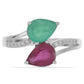 Silberring mit brasilianischem Smaragd und Rubin aus Madagaskar