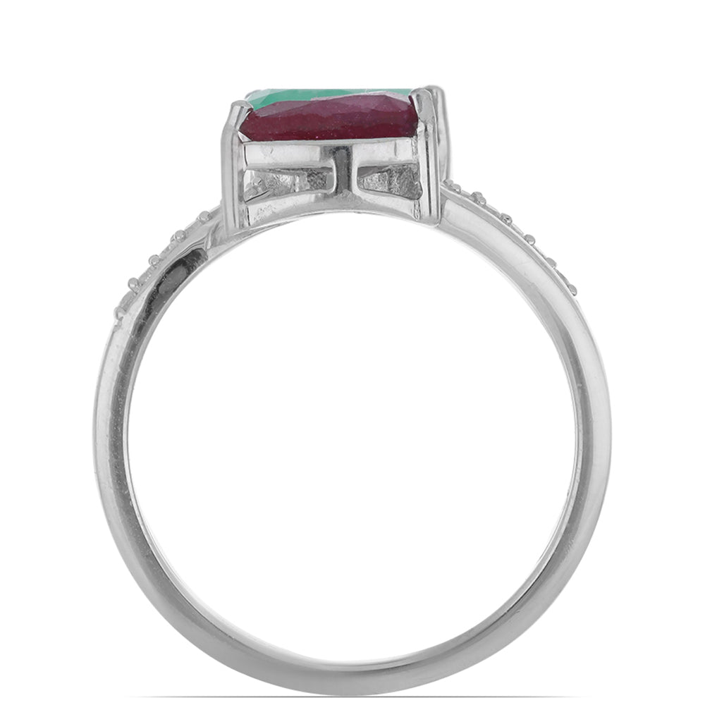 Silberring mit brasilianischem Smaragd und Rubin aus Madagaskar