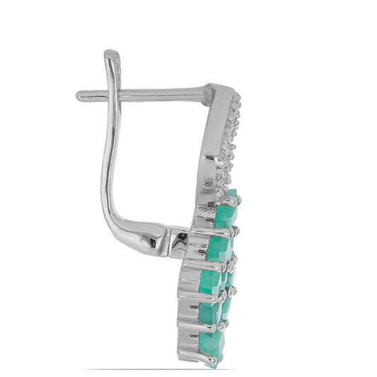 Silberohrringe mit brasilianischem Smaragd und weißem Topas