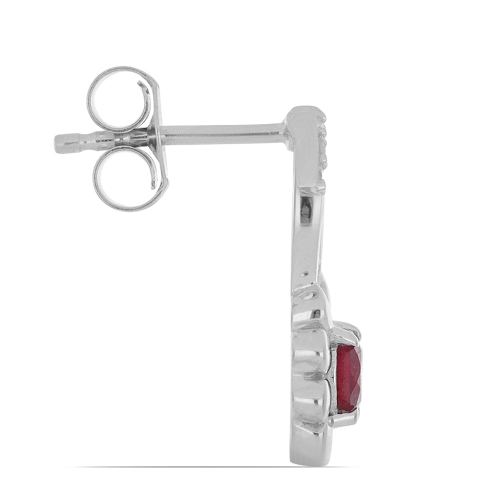 Silberohrringe mit Rubin aus Madagaskar und weißem Diamant 2 