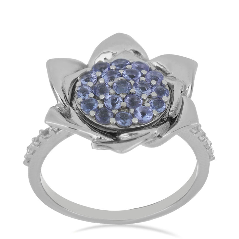 Silberring mit Tansanit und weißem Topas 2 