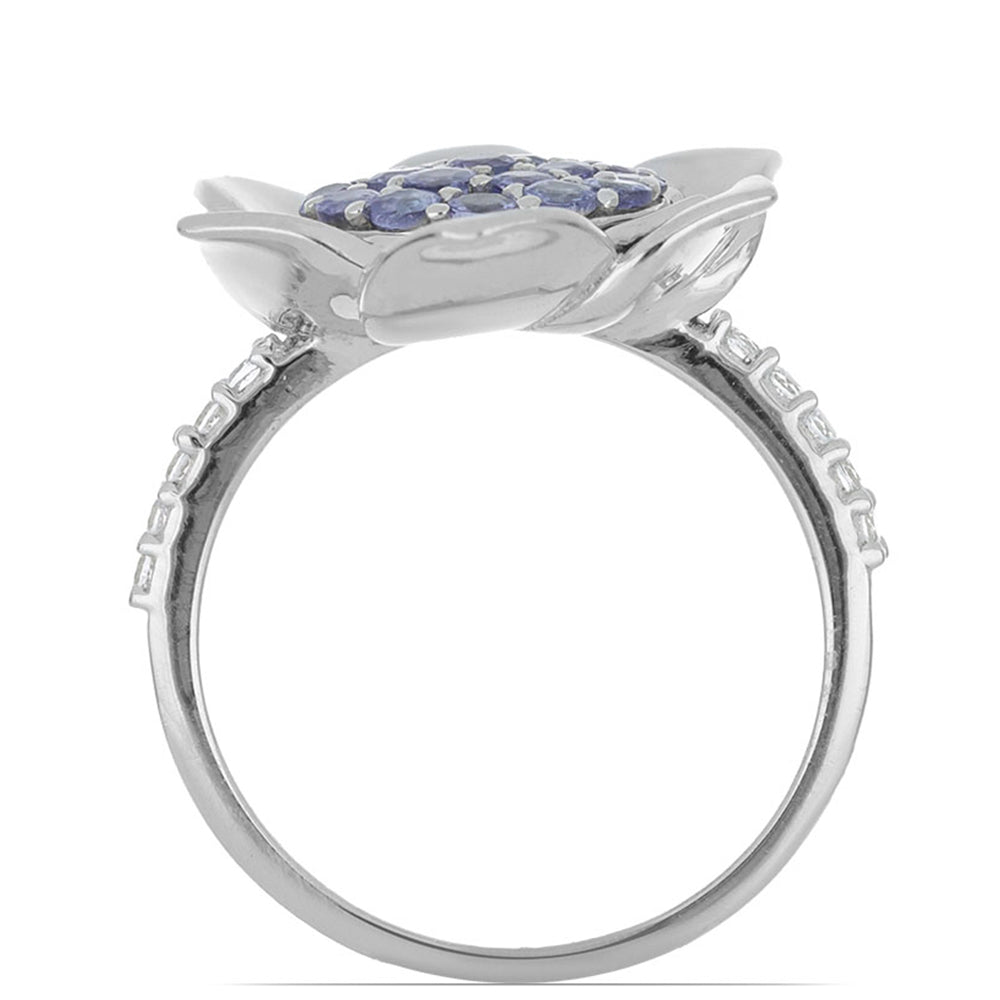 Silberring mit Tansanit und weißem Topas 3 