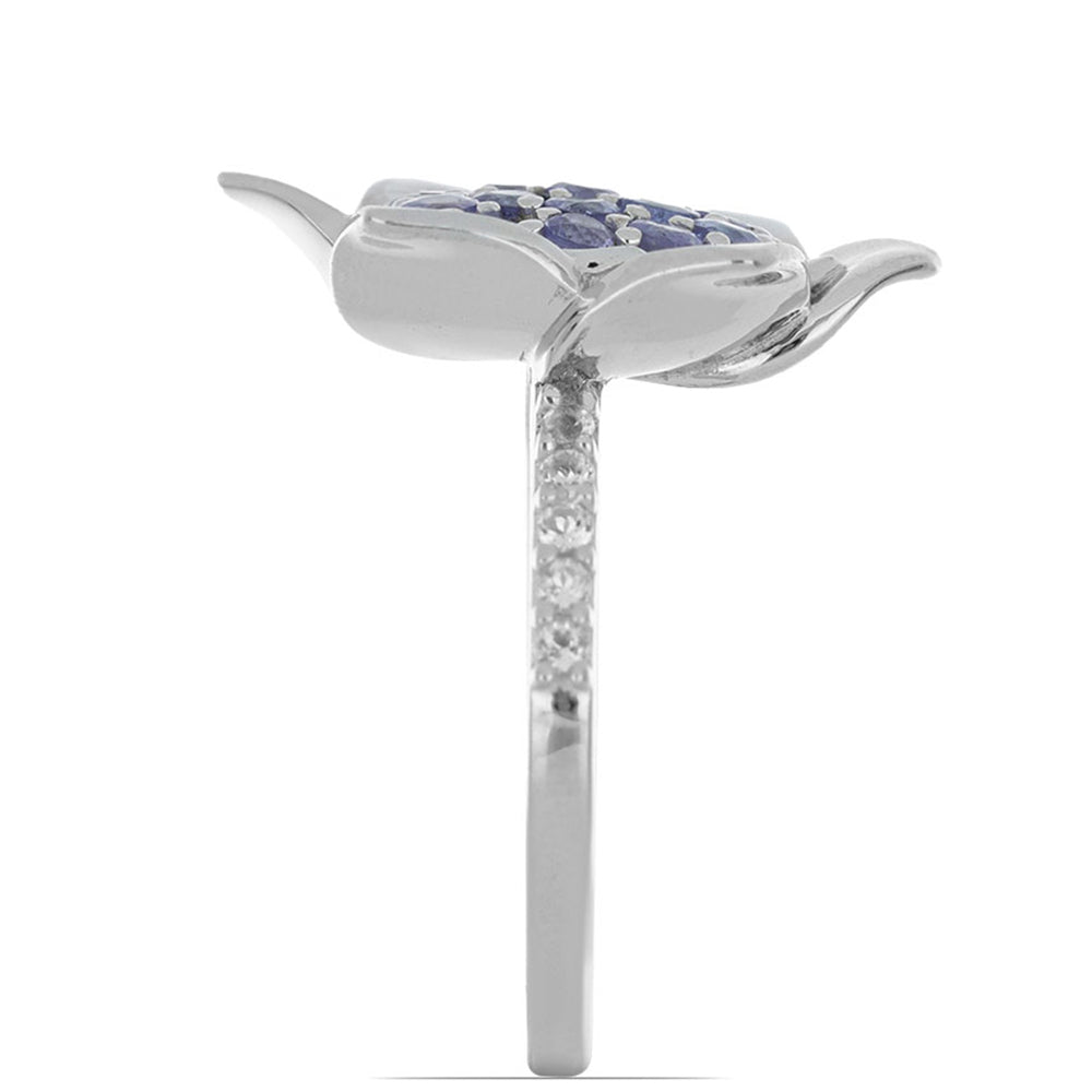 Silberring mit Tansanit und weißem Topas 4 