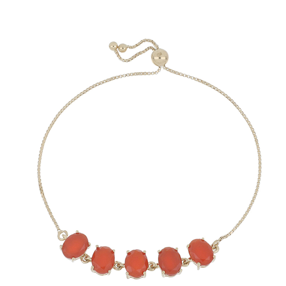 Goldplattiertes Silberarmband mit rotem Quarz aus Spruce Pine 1 