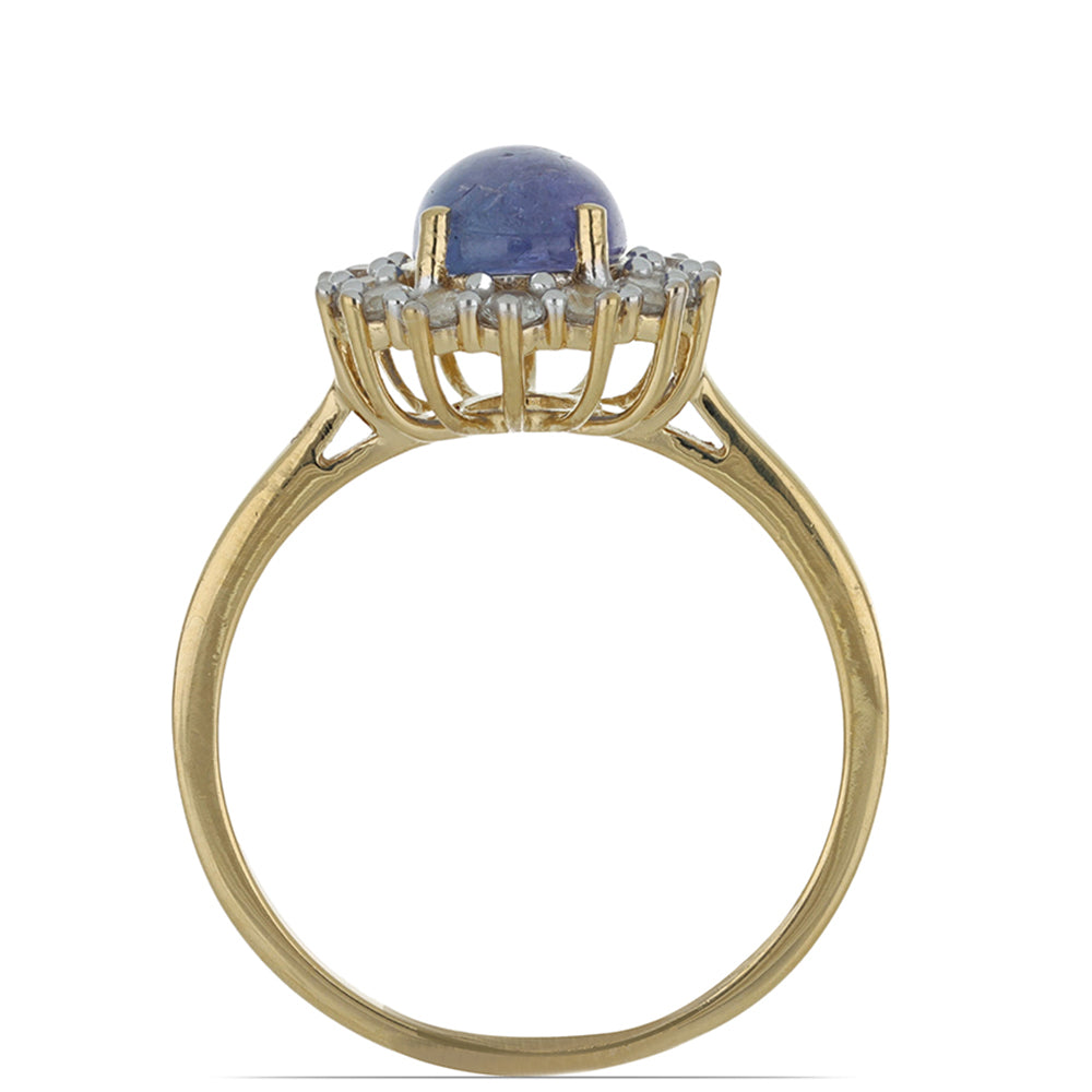 Goldplattierter Silberring mit Tansanit und weißem Topas