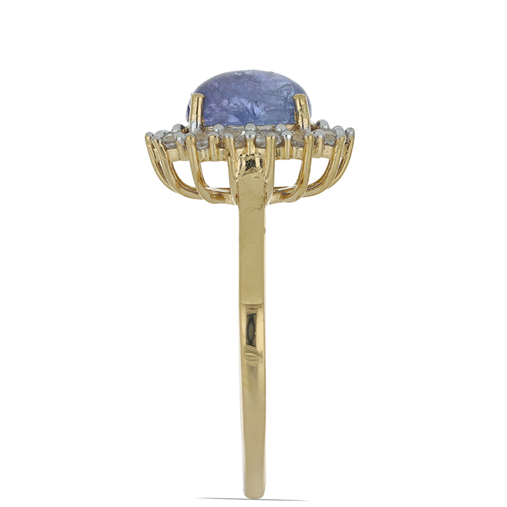 Goldplattierter Silberring mit Tansanit und weißem Topas