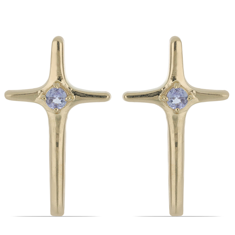 Goldplattierte Silberohrringe mit Tansanit