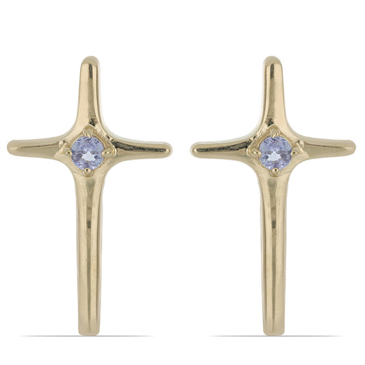 Goldplattierte Silberohrringe mit Tansanit