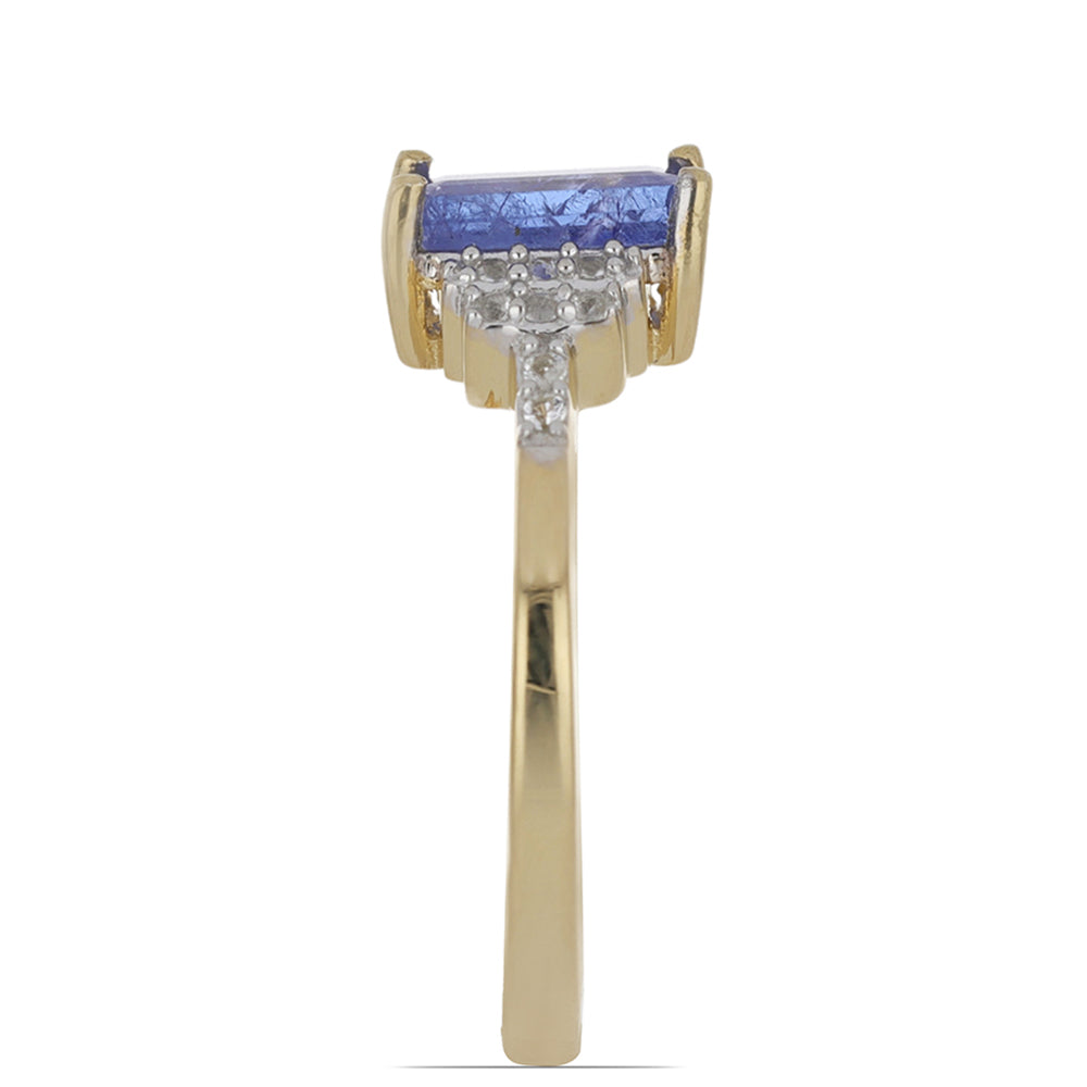 Goldplattierter Silberring mit Tansanit und weißem Topas 3 