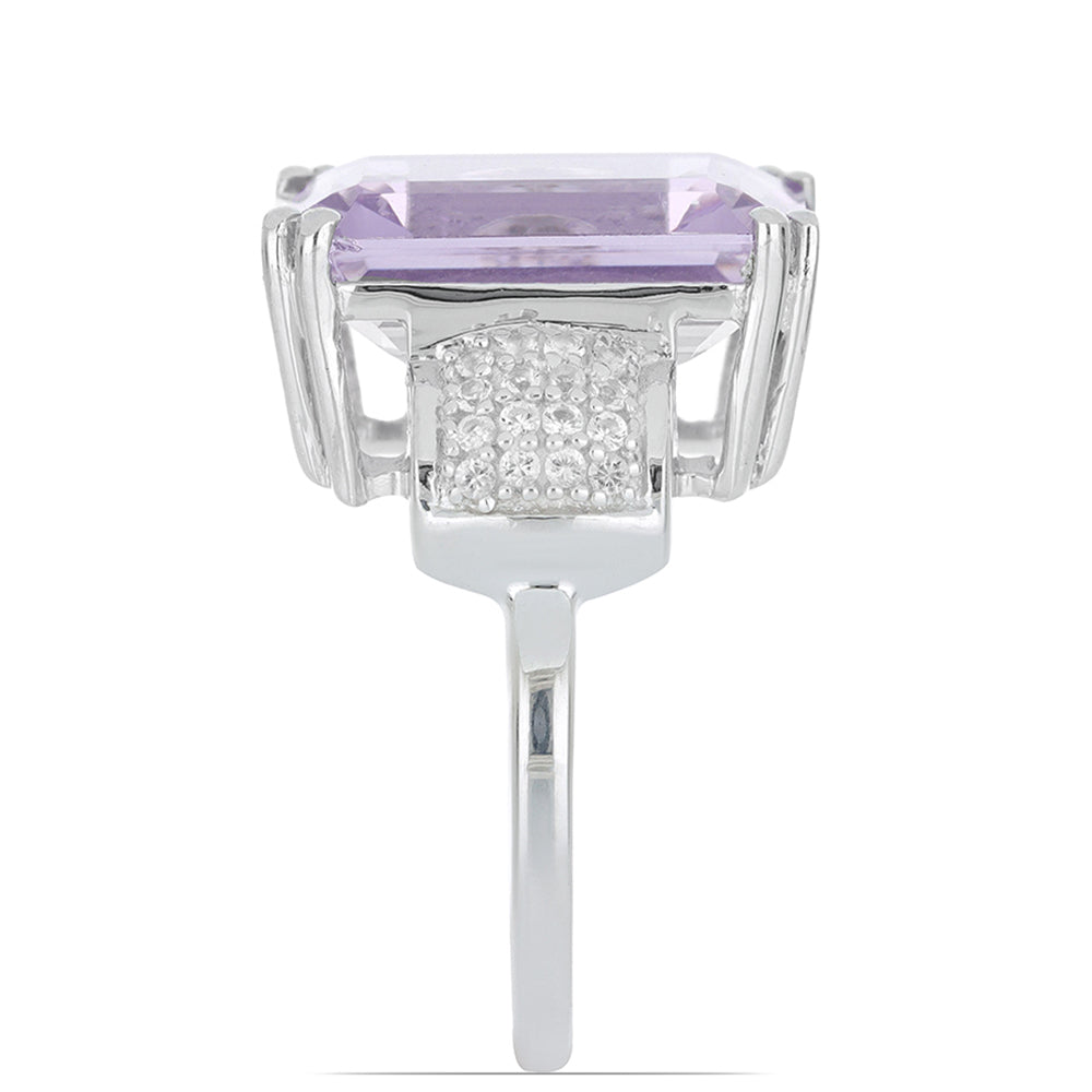Silberring mit Rose De France Amethyst und weißem Topas