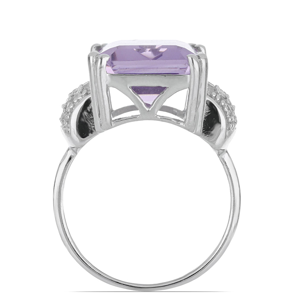 Silberring mit Rose De France Amethyst und weißem Topas