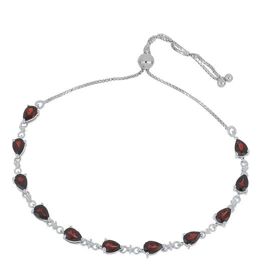 Silberarmband mit Barton Granat und weißem Topas