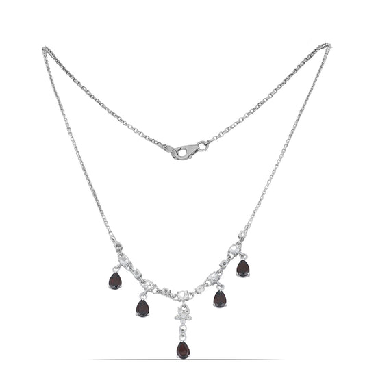 Silberhalskette mit Barton Granat und weißem Topas