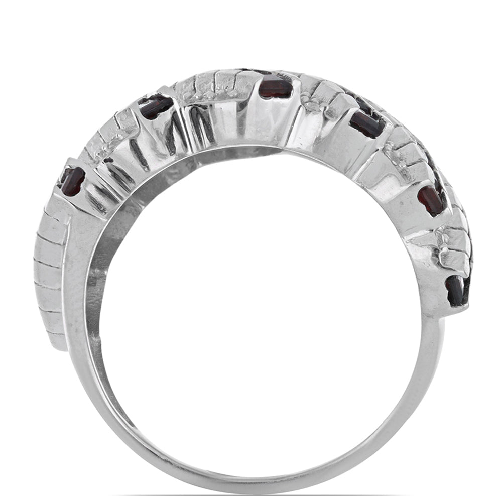 Silberring mit Barton Granat und weißem Topas 4 