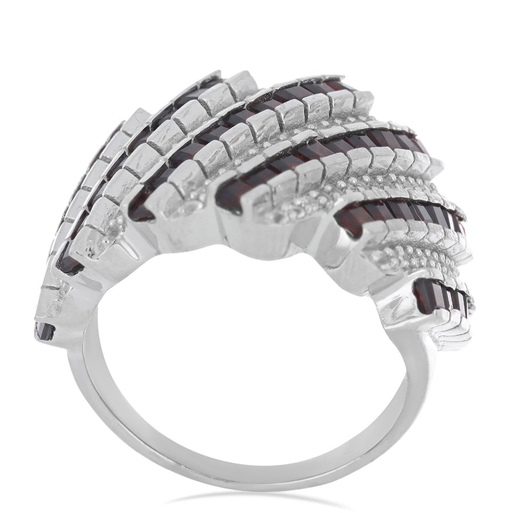 Silberring mit Barton Granat und weißem Topas 2 