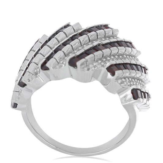 Silberring mit Barton Granat und weißem Topas