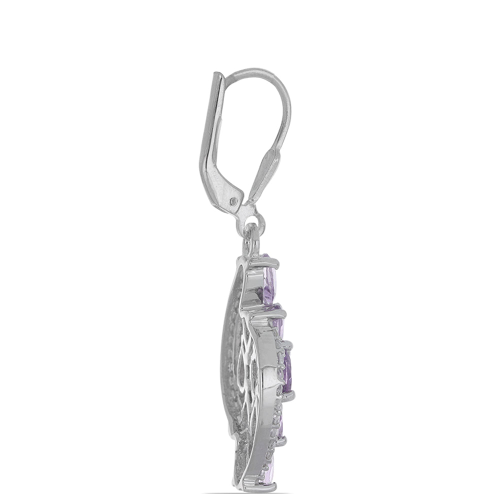 Silberohrringe mit Rose De France Amethyst und weißem Topas 2 