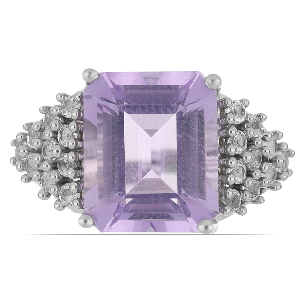 Silberring mit Rose De France Amethyst und weißem Topas 2 