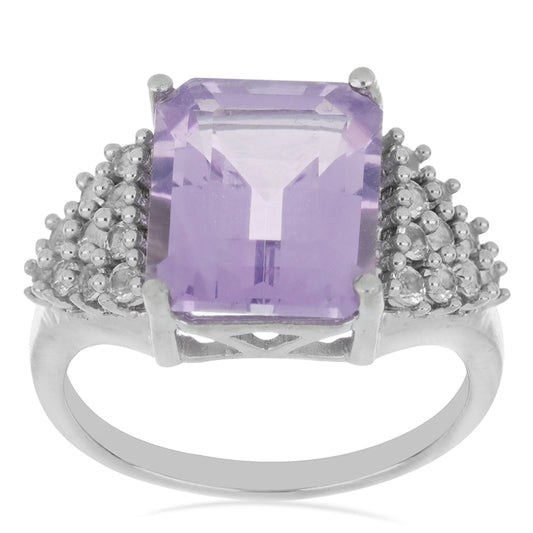 Silberring mit Rose De France Amethyst und weißem Topas