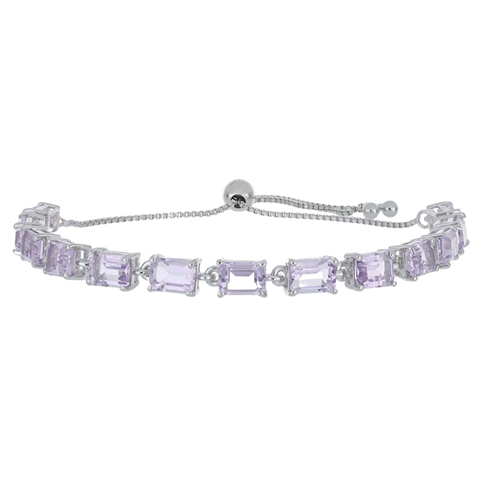 Silberarmband mit Rose De France Amethyst